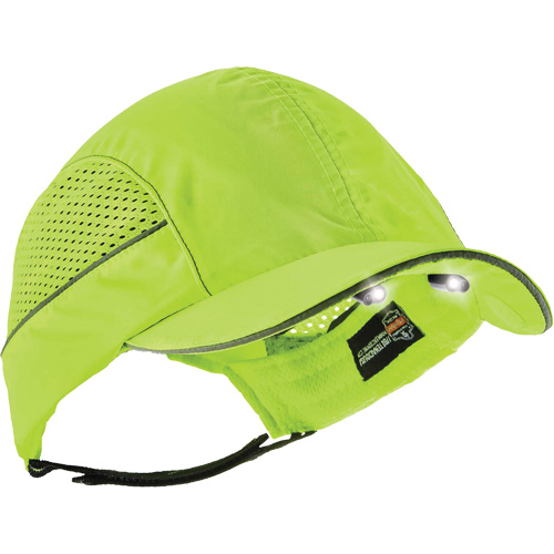 Skullerz&reg; 8960 Short Brim Bump Cap with LED Lighting, High Visibility Lime Green Par Equipment