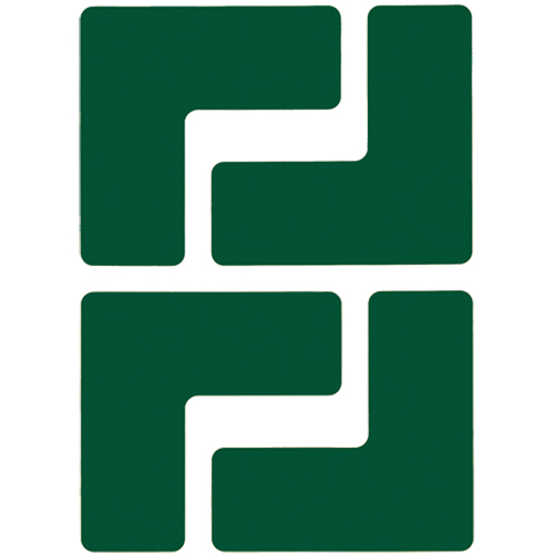 Floor Corner Marks, L, 5" L x 2" W, Green, Polyester Par Equipment