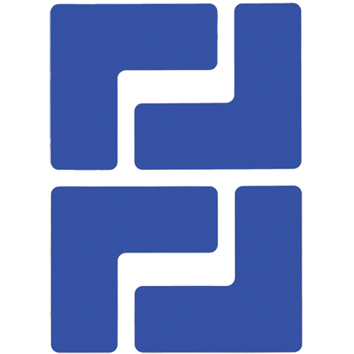 Floor Corner Marks, L, 5" L x 2" W, Blue, Polyester Par Equipment