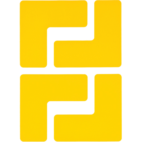 Autocollants pour d&eacute;limitation des coins sur le sol, L, 5" lo x 2" la, Jaune, Polyester Par Equipment