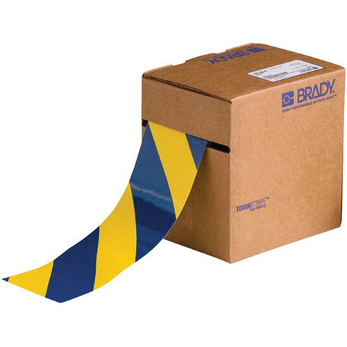 ToughStripe&reg; Floor Marking Tape, 3" x 100', Polyester, Blue and Yellow Par Equipment