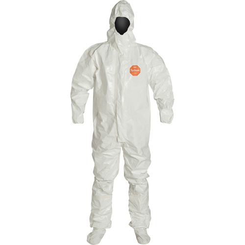 Hooded Coveralls, Tychem&reg; 4000, Medium, White Par Equipment