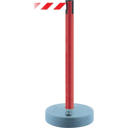Outdoor TensaBarrier&reg; Barrier Post, Plastic, 37" H, White/Red Tape, 13' Tape Length Par Equipment