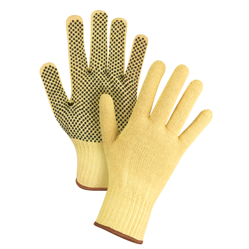 Gants tricot&eacute;s sans couture &agrave; pois, Taille Grand/9, Calibre 7, Rev&ecirc;tement PVC, Enveloppe en Kevlar, ASTM ANSI niveau A2/EN 388 niveau 3 Par Equipment