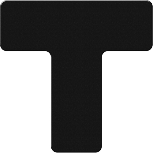 Armor Stripe Lean/5S Markers, T, 6" L x 6" W, Black, Plastic Par Equipment
