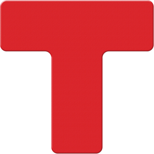 Armor Stripe Lean/5S Markers, T, 6" L x 6" W, Red, Plastic Par Equipment