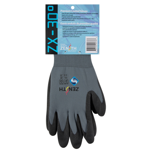 Gants enduits de premi&egrave;re qualit&eacute; ZX-30°, 8/Moyen, R&ecirc;vetement PVC, Calibre 15, Enveloppe en Nylon Par Equipment