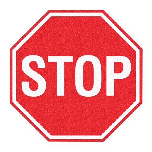 "Stop" Floor Sign, Adhesive, English with Pictogram Par Equipment