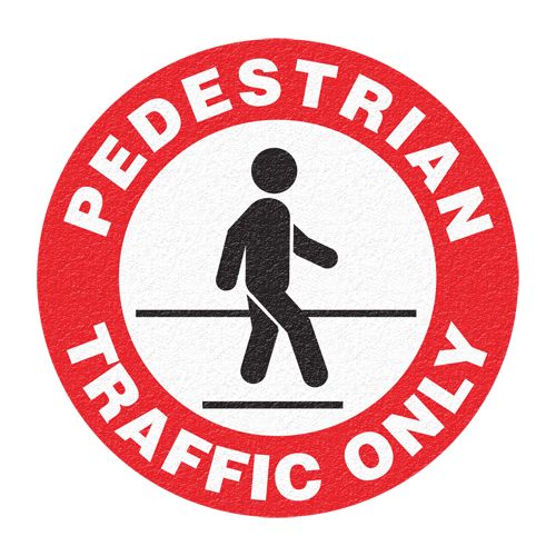"Pedestrian Traffic Only" Floor Sign, Adhesive, English with Pictogram Par Equipment