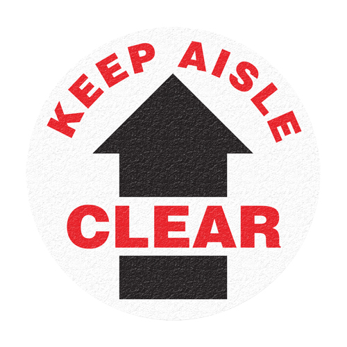 "Keep Aisle Clear" Floor Sign, Adhesive, English with Pictogram Par Equipment