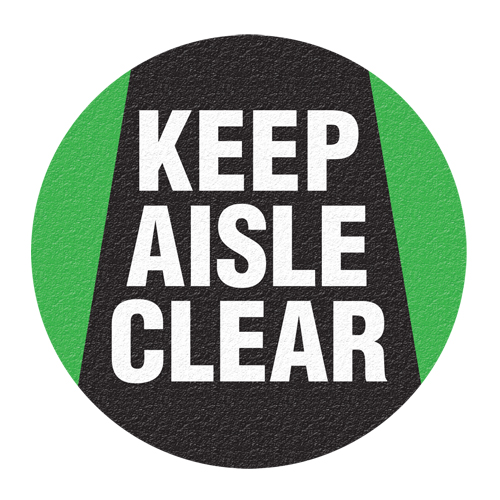 "Keep Aisle Clear" Floor Sign, Adhesive, English with Pictogram Par Equipment