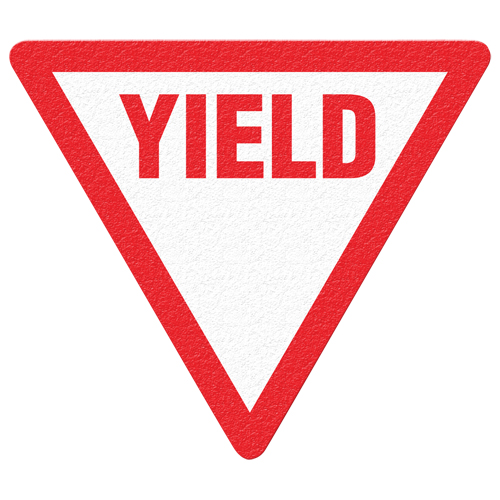 "Yield" Floor Sign, Adhesive, English with Pictogram Par Equipment