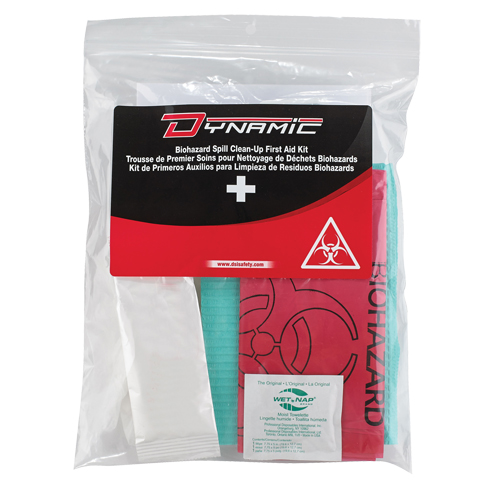 Trousse de premiers soins pour nettoyage de biorisques Dynamic, Dispositif m&eacute;dical Classe 1, Sac en plastique refermable Par Equipment