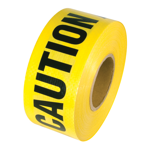 Reinforced Grade Barricade Tape, English, 3" W x 500' L, 5 mils, Black on Yellow Par Equipment