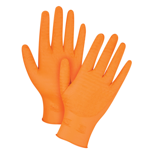Gants de poids lourd Gripper, T-Grand, Nitrile, 7 mils, Sans poudre, Orange Par Equipment