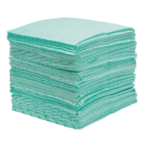 Premium Bonded Sorbent Pads, Hazmat, 15" x 18", 30 gal. Absorbancy Par Equipment