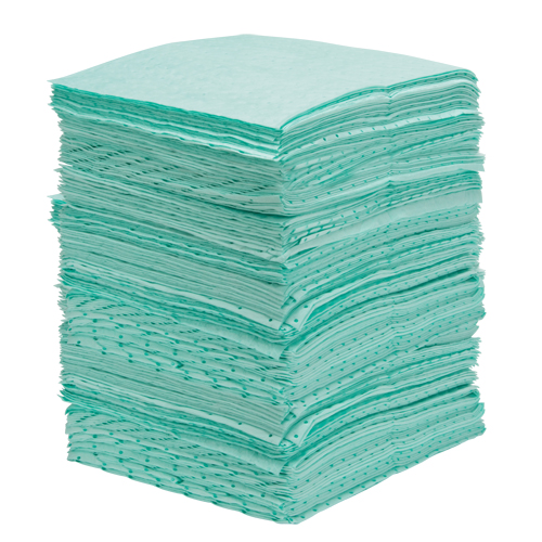 Premium Bonded Sorbent Pads, Hazmat, 15" x 18", 30 gal. Absorbancy Par Equipment