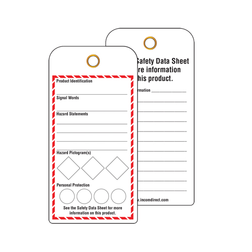 GHS Workplace Tags, Cardstock, 3" W x 6" H, English Par Equipment