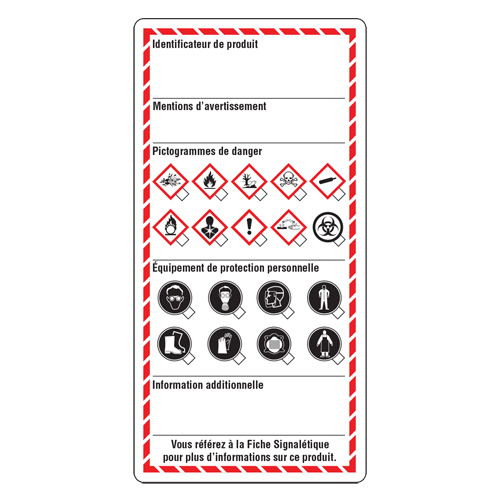 &eacute;tiquettes pour le milieu de travail, Papier cartonn&eacute;, 3" la x 6" h, Français Par Equipment