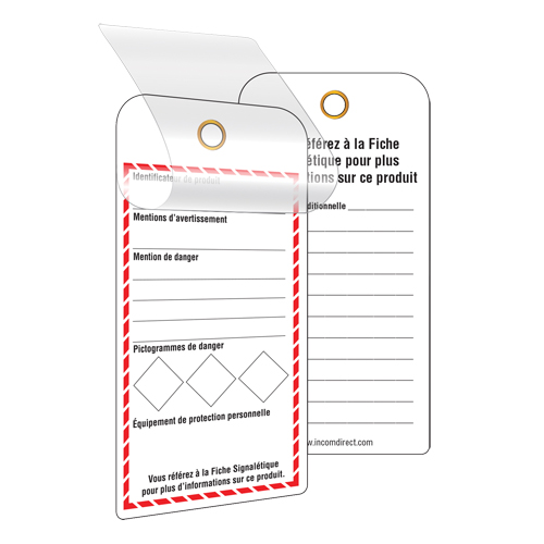 &eacute;tiquettes SGH auto-plastifiantes pour le milieu de travail, Papier cartonn&eacute;, 3" la x 6" h, Français Par Equipment