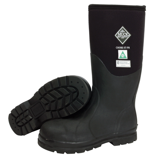 Chore Classic Fleece-Lined Work Boots, Rubber, Steel Toe, Size 5, Puncture Resistant Sole Par Equipment
