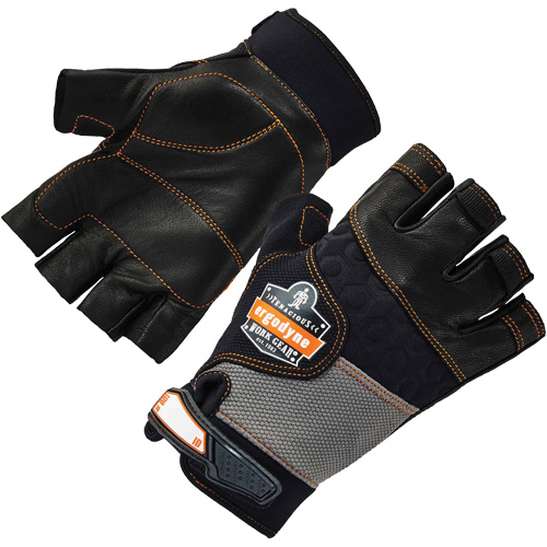 Gants demi-doigts en cuir r&eacute;duisant les impacts ProFlex 901, Petit, Paume en Cuir fleur, Poignet Boucle et crochet Par Equipment