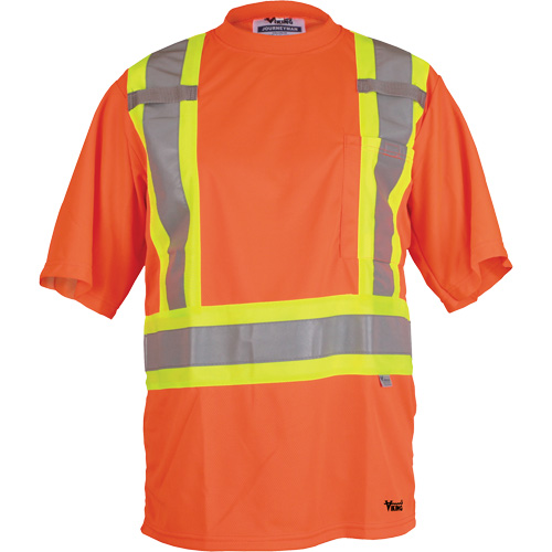 Viking&reg; Safety T-Shirt, Polyester, Small, High Visibility Orange Par Equipment