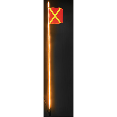 Fanions DEL robustes Safety Whip, Fixation Attelage, Hauteur 10, Orange avec X r&eacute;fl&eacute;chissant Par Equipment