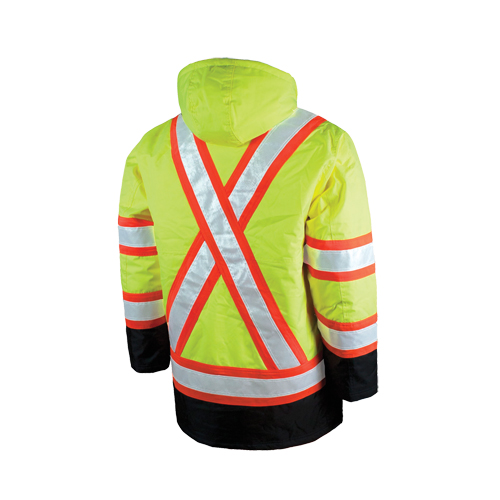 Lined Safety Parka, High Visibility Lime-Yellow, Large Par Equipment