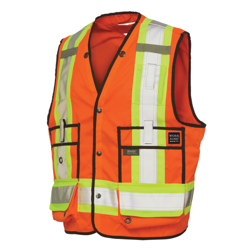 Veste de s&eacute;curit&eacute; pour arpenteur, Orange haute visibilit&eacute;, Grand, Polyester Par Equipment