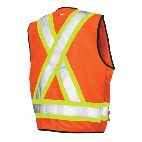 Veste de s&eacute;curit&eacute; pour arpenteur, Orange haute visibilit&eacute;, Grand, Polyester Par Equipment