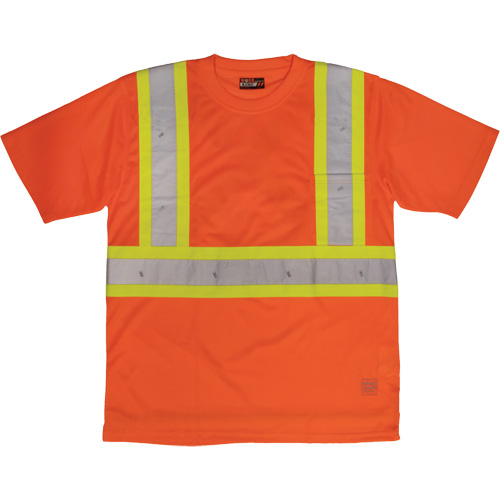 T-shirt de s&eacute;curit&eacute; avec poche &agrave; manches courtes, Polyester, Grand, Orange haute visibilit&eacute; Par Equipment