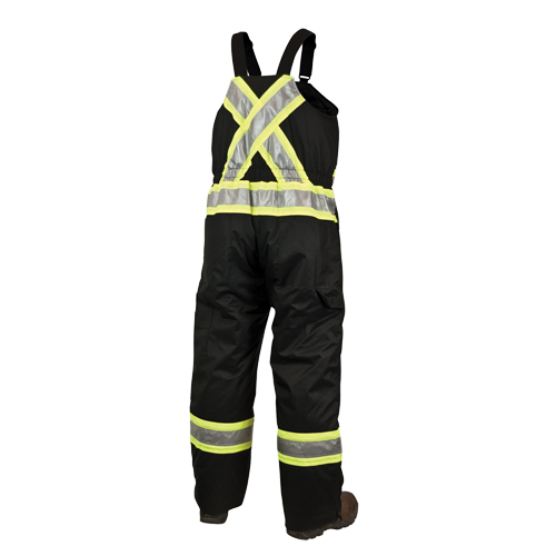 Lined Safety Overalls, Polyester/Polyurethane, Large, Black Par Equipment