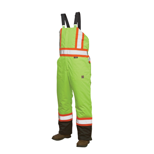 Lined Safety Overalls, Polyester/Polyurethane, Large, High Visibility Lime-Yellow Par Equipment