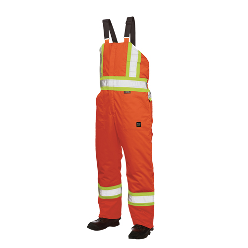 Lined Safety Overalls, Polyester/Polyurethane, Large, High Visibility Orange Par Equipment
