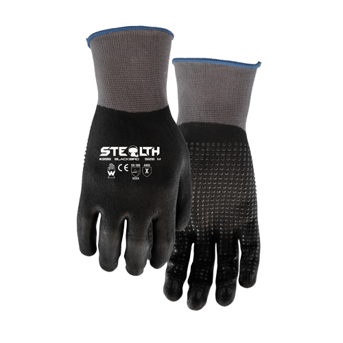 Gants 395 Stealth Blackbird, 11/2T-Grand, R&ecirc;vetement Mousse de nitrile, Calibre 15, Enveloppe en Nylon Par Equipment