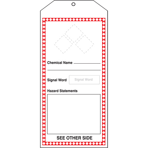GHS Jumbo Tags, Cardstock, 3-7/8" W x 8-1/2" H, English Par Equipment