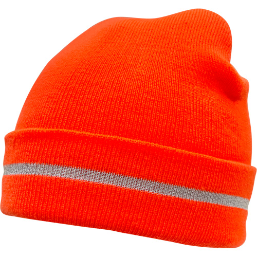 High Visibility Knit Hat with Reflective Stripe, High Visibility Orange, Acrylic Par Equipment
