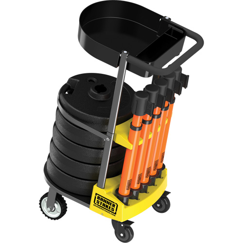 Chariot de transport avec plateau pour barri&egrave;re PLUS, 75' lo, M&eacute;tal, Orange Par Equipment