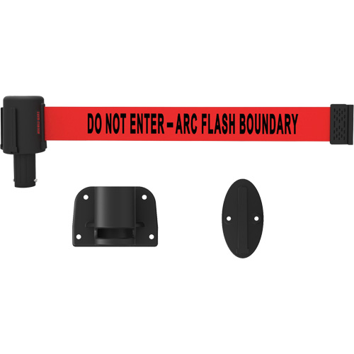 PLUS Wall Mount Barrier System, Plastic, Screw Mount, 15', Red Tape Par Equipment