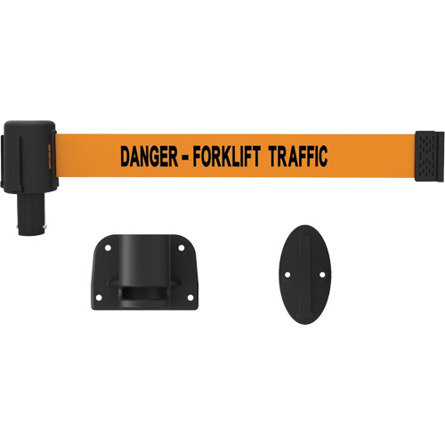 PLUS Wall Mount Barrier System, Plastic, Screw Mount, 15', Orange Tape Par Equipment