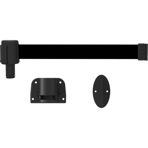 PLUS Wall Mount Barrier System, Plastic, Screw Mount, 15', Black Tape Par Equipment