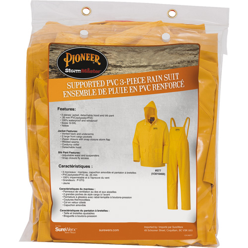 577 3-Piece Rain Suit, Polyester/PVC, 5X-Large, Yellow Par Equipment