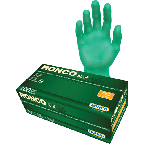 Disposable Gloves with Aloe, X-Large, Vinyl, 5-mil, Powder-Free, Green Par Equipment