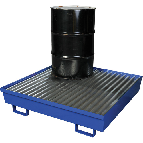 Palette de confinement des d&eacute;versements en acier, Capacit&eacute; de d&eacute;versement 92 gal. US, 54" x 54,25" x 12" Par Equipment