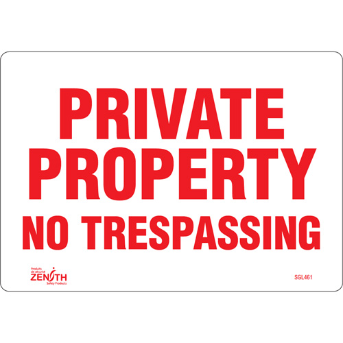 "Private Property" Sign, 7" x 10", Vinyl, English Par Equipment