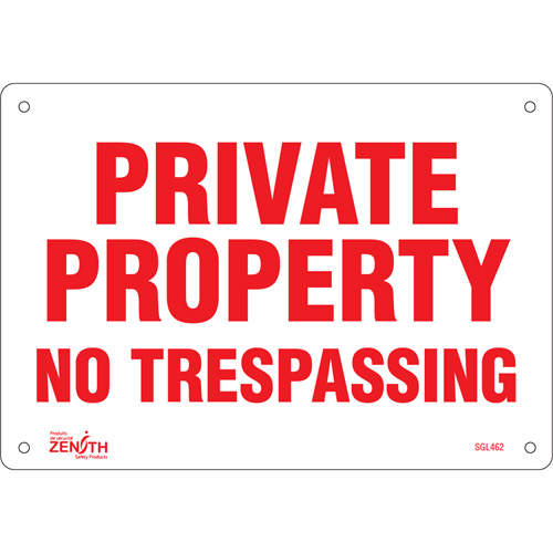 Enseigne Private Property, 7" x 10", Plastique, Anglais Par Equipment