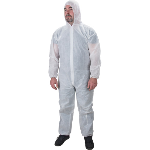 Hooded Coveralls, Medium, White, Polypropylene Par Equipment