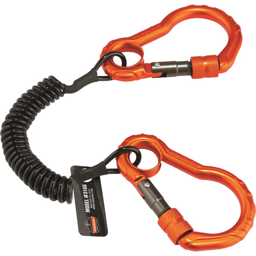 Squids&reg; 3166 Tool Lanyard, Coil, Dual Carabiner Par Equipment