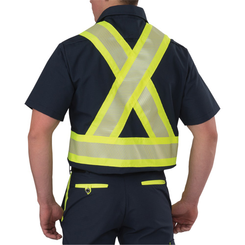 Ripstop High Visibility Short Sleeved Shirt, Polyester, Medium (Tall), Navy Blue Par Equipment
